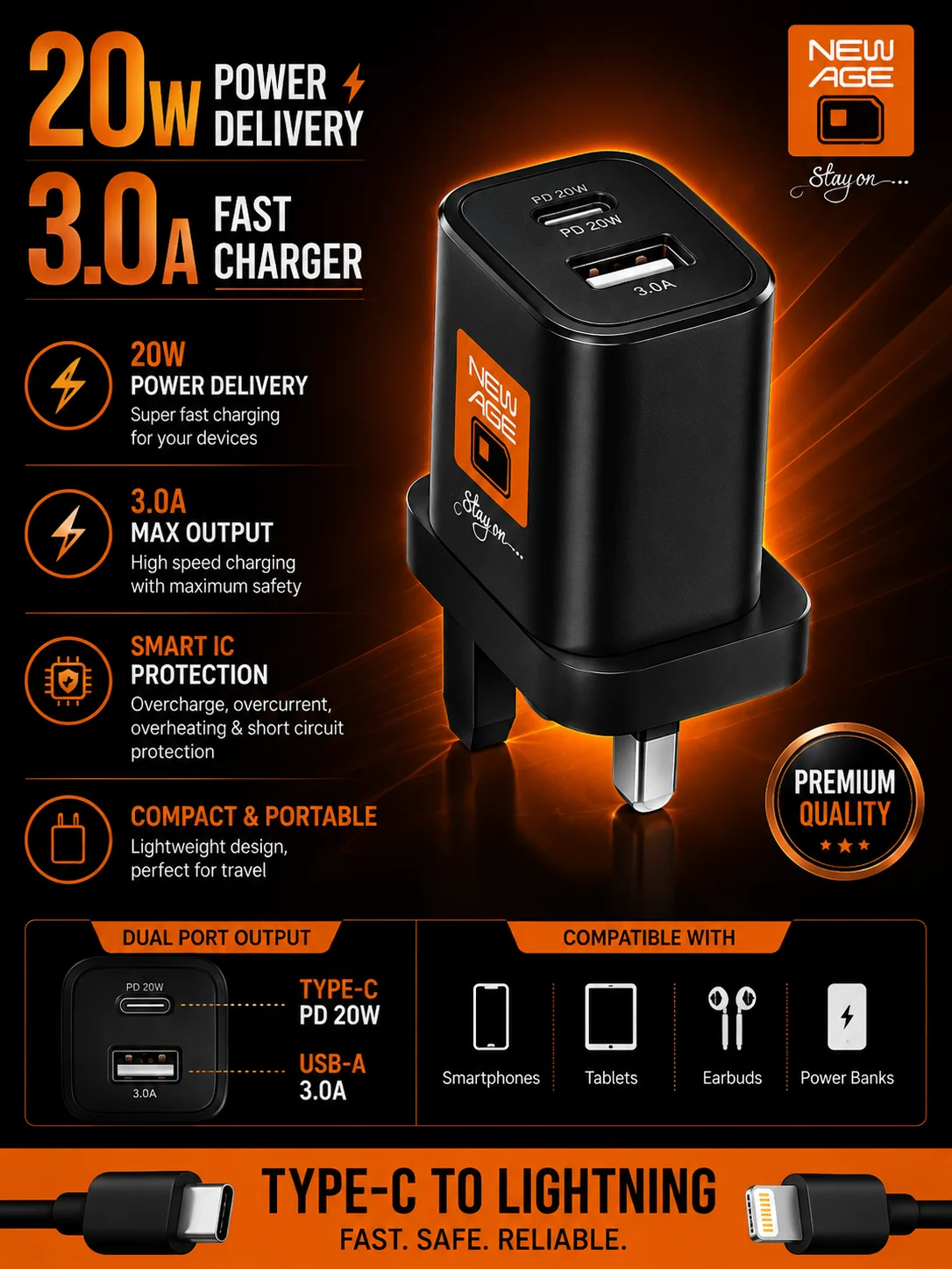 Jazzy mini charger  20W(type c-Lighting)