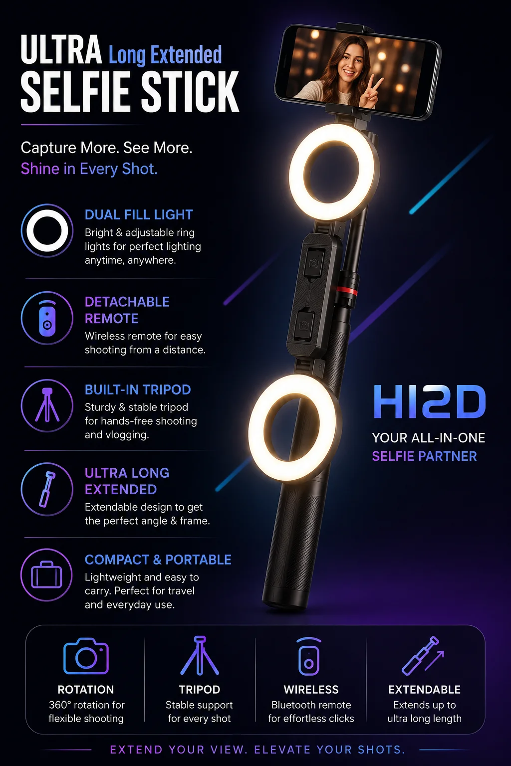H12D Selfie Stick