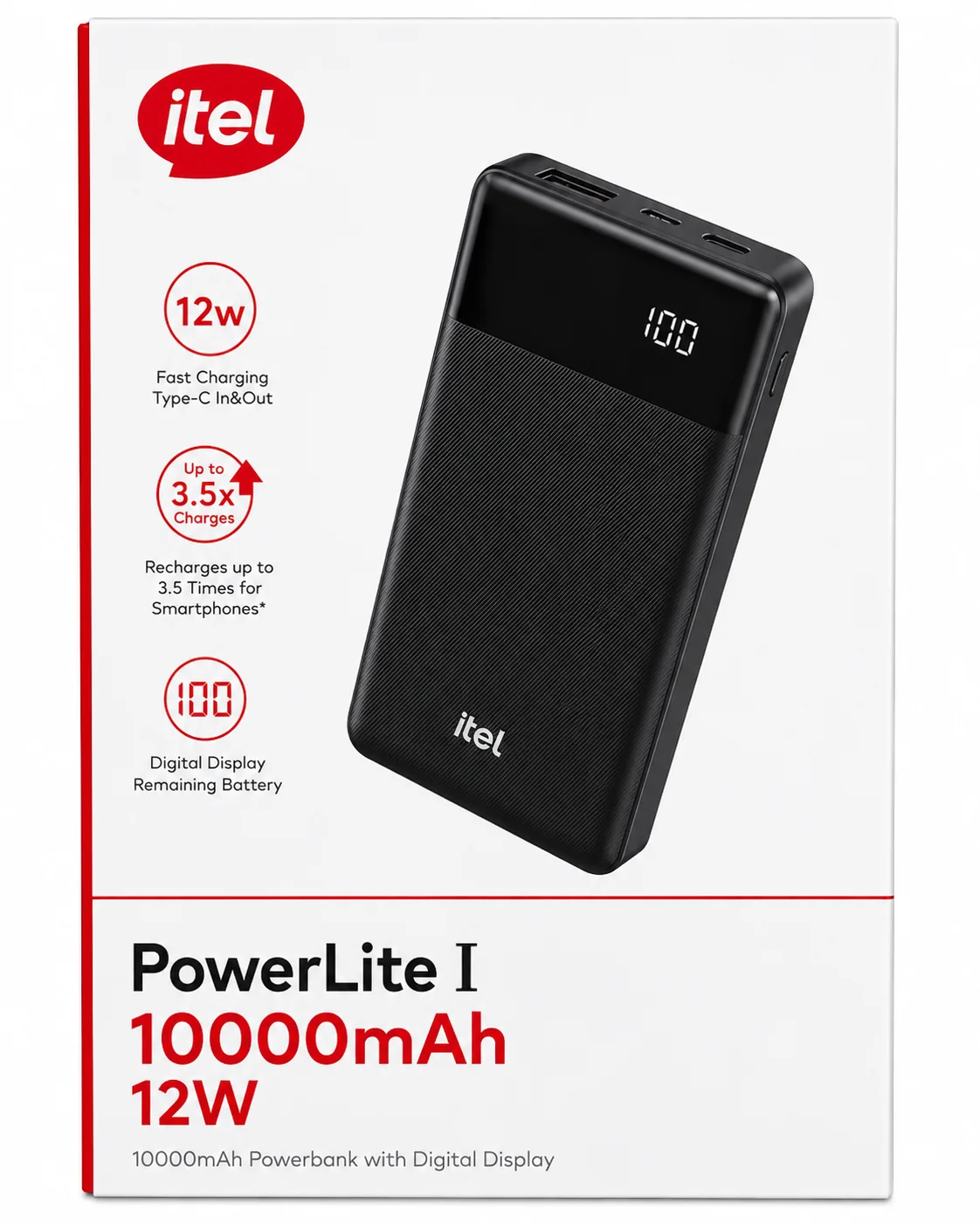 itel PowerLite I 10000mAh 12W Power Bank