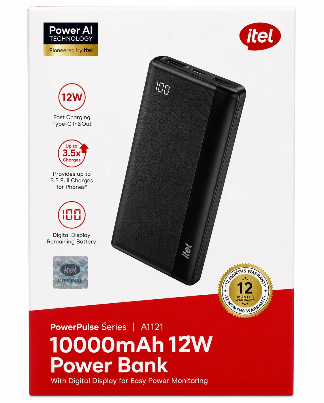 itel PowerPulse A1121 10000mAh 12W Power Bank